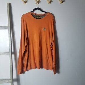 MOSSY OAK ORANGE WAFFLE KNIT LONG SLEEVE SHIRT SIZE 2XL